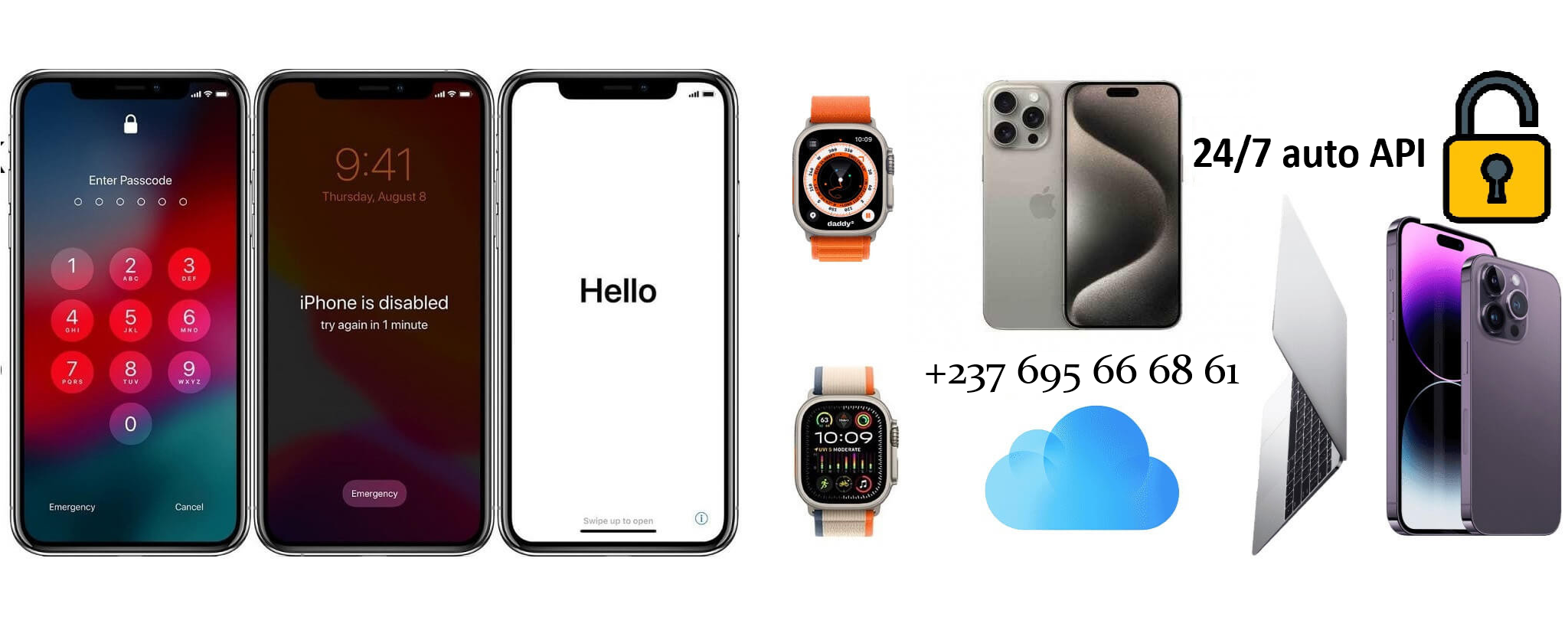 Unlocking various phones, including MacBook, iPad, and iPhone